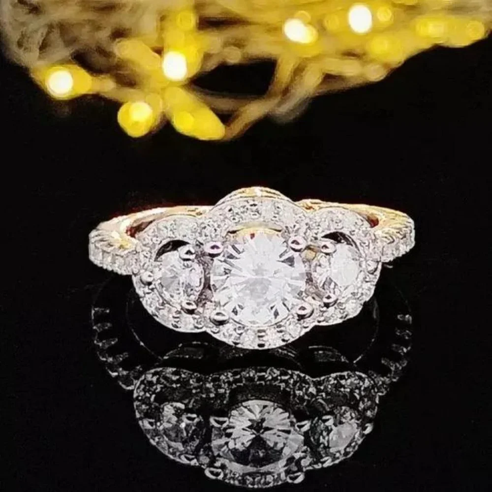 NEW 925 STERLING SILVER THREE STONES RING, CUTE RING, SHINY RING. - Picture 5 of 6